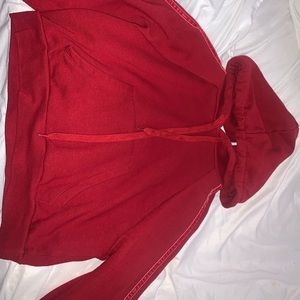 cropped red hoodie